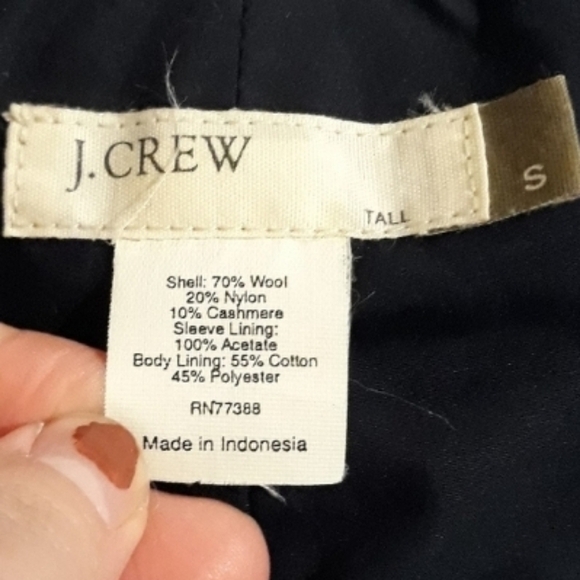 J. CREW Wool Blend Navy Blue Pea Coat sz ST - Picture 4 of 4